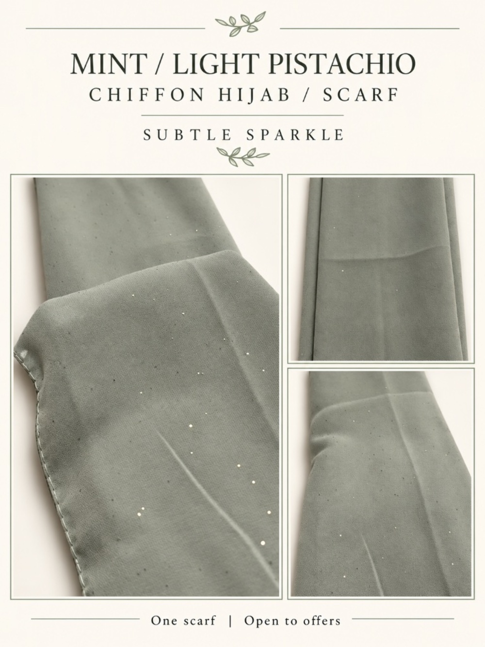 Mint Green / Light Pistachio Sparkly Chiffon Hijab